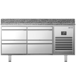 Stół chłodniczy do pizzy PREMIUM PLUS - 1490x700mm - z blatem granitowym - 4 szuflady