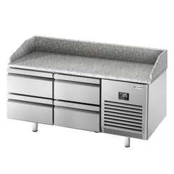 Stół chłodniczy do pizzy PREMIUM PLUS - 1490x700mm - z blatem granitowym - 4 szuflady