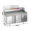 Stół chłodniczy do pizzy Premium PLUS – 1490 x 700 mm – z 2 drzwiami – z witryną nadstawną chłodniczą na 6x GN 1/4 z pokrywą ze stali nierdzewnej