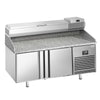 Stół chłodniczy do pizzy Premium PLUS – 1738 x 800 mm – z 2 drzwiami – z witryną nadstawną chłodniczą na 6x GN 1/3 z pokrywą ze stali nierdzewnej