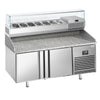 Commercial Pizza Prep Counter - Granite Top PREMIUM PLUS - 1738x800mm - with 2 doors - incl. refrigerated topping unit with glass sneeze guard - 7x GN 1/4