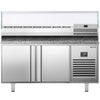 Commercial Pizza Prep Counter - Granite Top PREMIUM PLUS - 1738x800mm - with 2 doors - incl. refrigerated topping unit with glass sneeze guard - 7x GN 1/4