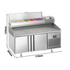 Stół chłodniczy do pizzy Premium PLUS – 1738 x 800 mm – z 2 drzwiami – z witryną nadstawną chłodniczą na 6x GN 1/3 z pokrywą ze stali nierdzewnej