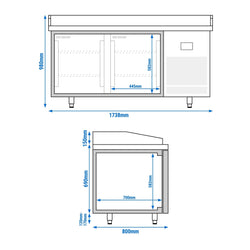 Stół chłodniczy do pizzy Premium PLUS - 1783x800 mm - z 2 drzwiami
