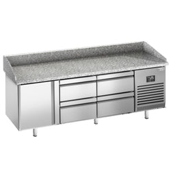 Stół chłodniczy do pizzy PREMIUM PLUS - 1980x700mm - z blatem granitowym - 1‑drzwiowy, 4 szuflady