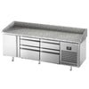 Stół chłodniczy do pizzy Premium PLUS – 1980 x 700 mm – z 1 drzwiami i 4 szufladami 1/3 i 2/3