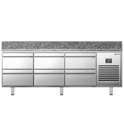 Stół chłodniczy do pizzy PREMIUM PLUS - 1980x700mm - z blatem granitowym - 6 szuflad 1/2