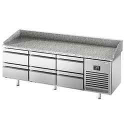 Stół chłodniczy do pizzy PREMIUM PLUS - 1980x700mm - z blatem granitowym - 6 szuflad 1/2