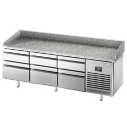 Stół chłodniczy do pizzy PREMIUM PLUS - 1980x700mm - z blatem granitowym - 6 szuflad