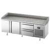 Stół chłodniczy do pizzy PREMIUM PLUS - 1980x700mm - z blatem granitowym - 2‑drzwiowy, 2 szuflady