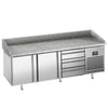 Stół chłodniczy do pizzy PREMIUM PLUS - 1980x1139mm - z blatem granitowym - 2‑drzwiowy, 3 szuflady