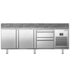 Stół chłodniczy do pizzy PREMIUM PLUS - 1980x700mm - z blatem granitowym - 2‑drzwiowy, 2 szuflady
