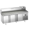 Commercial Pizza Prep Counter - Granite Top PREMIUM PLUS - 1980x700mm - with 3 doors - incl. refrigerated topping unit - 9x GN 1/4