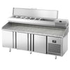 Commercial Pizza Prep Counter - Granite Top PREMIUM PLUS - 1980x700mm - with 3 doors - incl. refrigerated topping unit - 9x GN 1/4