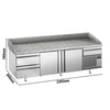 Stół chłodniczy do pizzy Premium PLUS – 2305 x 800 mm – z 2 drzwiami i 3 szufladami