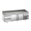 Stół chłodniczy do pizzy Premium PLUS – 2305 x 800 mm – z 2 drzwiami i 3 szufladami