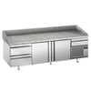 Stół chłodniczy do pizzy Premium PLUS – 2305 x 800 mm – z 2 drzwiami i 3 szufladami