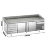 Stół chłodniczy do pizzy Premium PLUS – 2305 x 800 mm – z 2 drzwiami i 7 szufladami