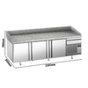 Stół chłodniczy do pizzy Premium PLUS – 2305 x 800 mm – z 3 drzwiami i 1 szufladą