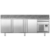 Stół chłodniczy do pizzy Premium PLUS – 2305 x 800 mm – z 3 drzwiami i 1 szufladą