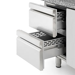 Stół chłodniczy do pizzy PREMIUM PLUS - 1490x700mm - z blatem granitowym - 4 szuflady - z nadstawką chłodniczą - 6x GN 1/4