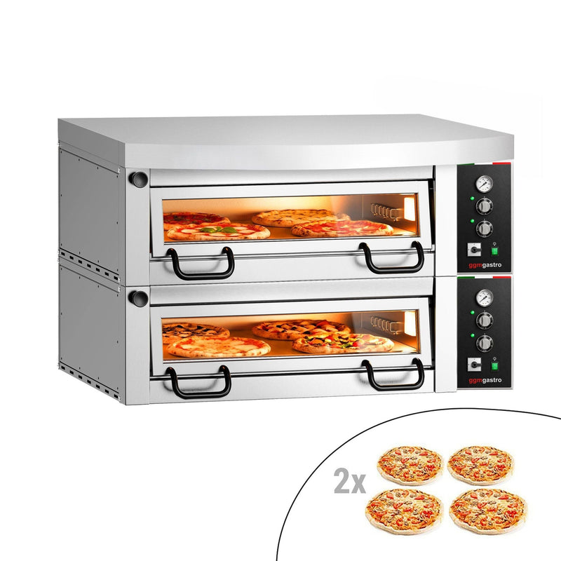 Elektryczny piec do pizzy Power – 4+4 x 34 cm – manualna obsługa – z pokrywą