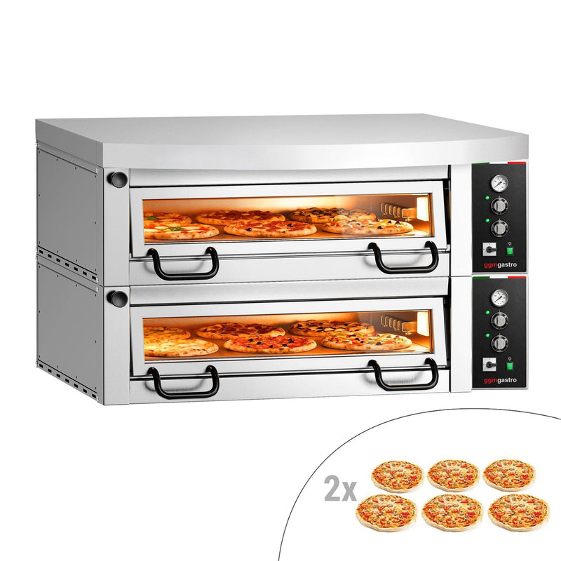 Elektryczny piec do pizzy Power – 6+6 x 34 cm – manualna obsługa – z pokrywą