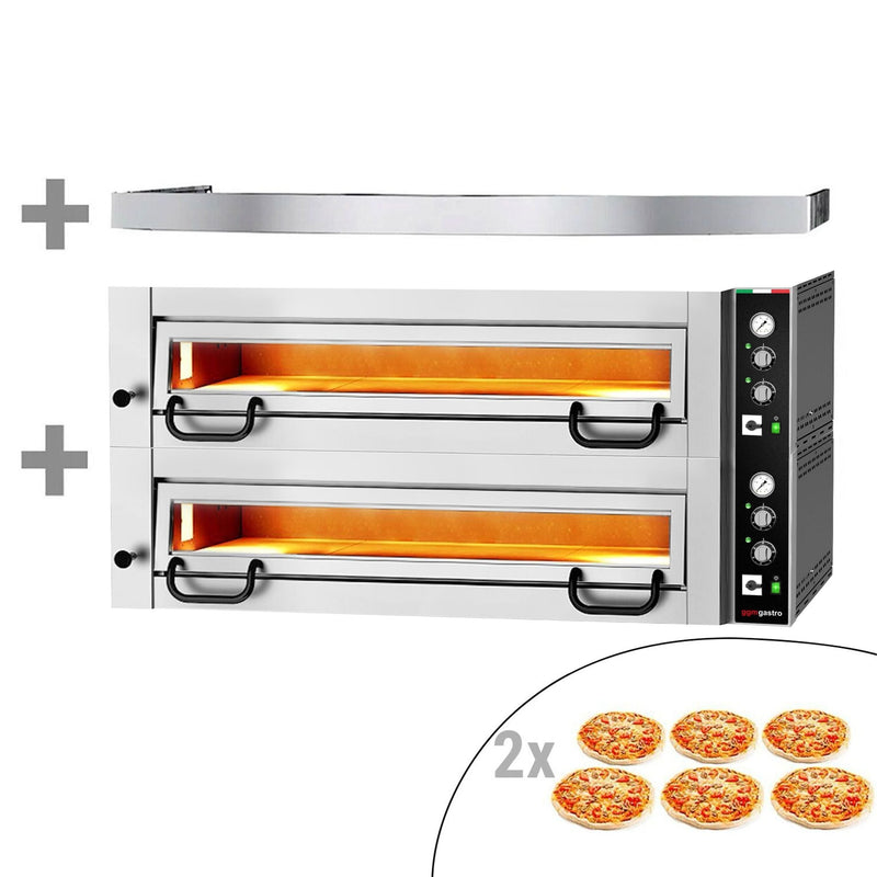 Elektryczny piec do pizzy Power – 6+6 x 34 cm – manualna obsługa – z pokrywą