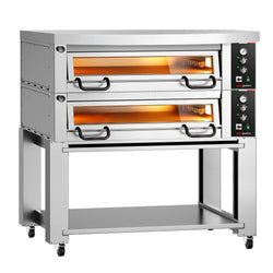 Elektryczny piec do pizzy Power – 6+6 x 34 cm – manualna obsługa – w zestawie z pokrywą i podstawą