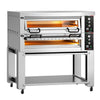 Elektryczny piec do pizzy Power – 6+6 x 34 cm – manualna obsługa – w zestawie z pokrywą i podstawą