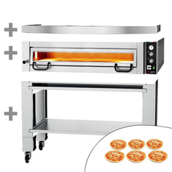 Elektryczny piec do pizzy Power – 6 x 34 cm – manualna obsługa – w zestawie z pokrywą i podstawą