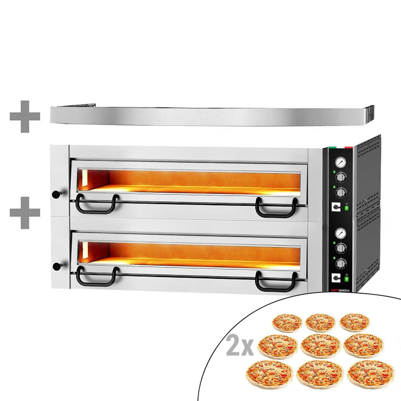 Elektryczny piec do pizzy Power – 9+9 x 34 cm – manualna obsługa – z pokrywą