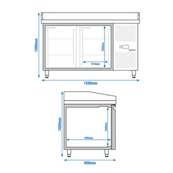 Stół chłodniczy do pizzy ECO - 1500x800 mm - z 2 drzwiami