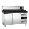 Commercial Pizza Prep Counter - Granite Top PREMIUM - 1500x800mm - with 2 doors - incl. refrigerated topping unit - 6x GN 1/3