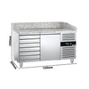 Commercial Pizza Prep Counter - Granite Top ECO - 1500x800mm - with 1 doors & 7 drawers