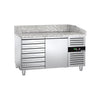 Commercial Pizza Prep Counter - Granite Top ECO - 1500x800mm - with 1 doors & 7 drawers