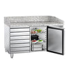 Commercial Pizza Prep Counter - Granite Top ECO - 1500x800mm - with 1 doors & 7 drawers