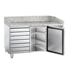 Commercial Pizza Prep Counter - Granite Top ECO - 1500x800mm - with 1 doors & 7 drawers