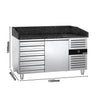 Stół chłodniczy do pizzy PREMIUM – 1500 x 800 mm – z 1 drzwiami i 7 szufladami