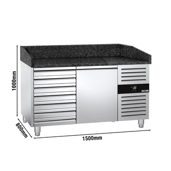Stół chłodniczy do pizzy PREMIUM - 1500x800 mm - z 1 drzwiami i 7 szufladami - Prime Gastro