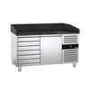Stół chłodniczy do pizzy PREMIUM – 1500 x 800 mm – z 1 drzwiami i 7 szufladami