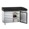 Stół chłodniczy do pizzy PREMIUM – 1500 x 800 mm – z 1 drzwiami i 7 szufladami