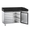 Stół chłodniczy do pizzy PREMIUM – 1500 x 800 mm – z 1 drzwiami i 7 szufladami