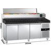 Commercial Pizza Prep Counter - Granite Top PREMIUM - 2025x800mm - with 3 doors - incl. refrigerated topping unit - 10x GN 1/4