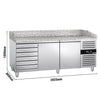 Commercial Pizza Prep Counter - Granite Top ECO - 2025x800mm - with 2 doors & 7 drawers