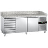 Commercial Pizza Prep Counter - Granite Top ECO - 2025x800mm - with 2 doors & 7 drawers