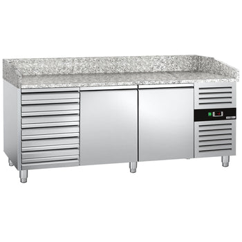 Stół chłodniczy do pizzy ECO - 2000x800mm - z 2 drzwiami i 7 szufladami - Prime Gastro