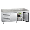 Commercial Pizza Prep Counter - Granite Top ECO - 2025x800mm - with 2 doors & 7 drawers