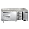 Commercial Pizza Prep Counter - Granite Top ECO - 2025x800mm - with 2 doors & 7 drawers