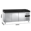 Stół chłodniczy do pizzy PREMIUM – 2000 x 800 mm – z 2 drzwiami i 7 szufladami